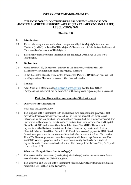 UK Explanatory Memorandum 2