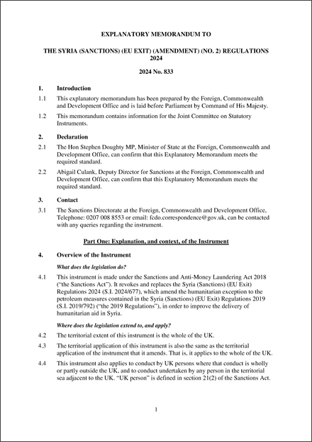 UK Explanatory Memorandum 2