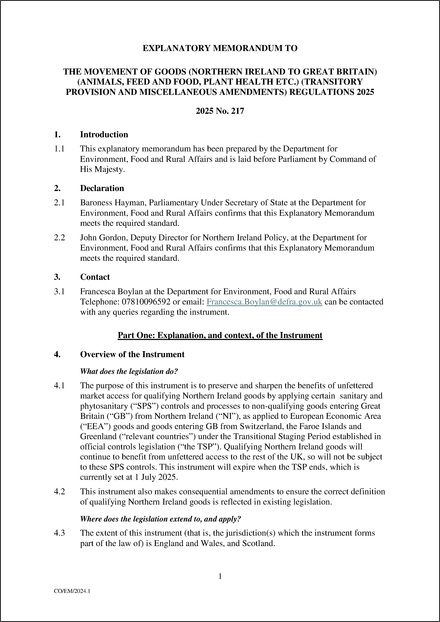 UK Explanatory Memorandum 2