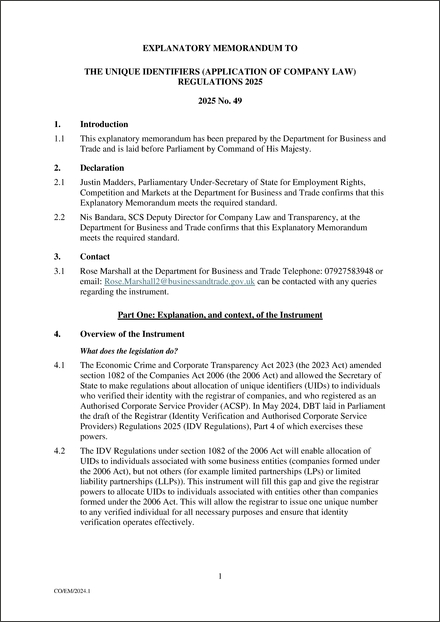 UK Explanatory Memorandum 2