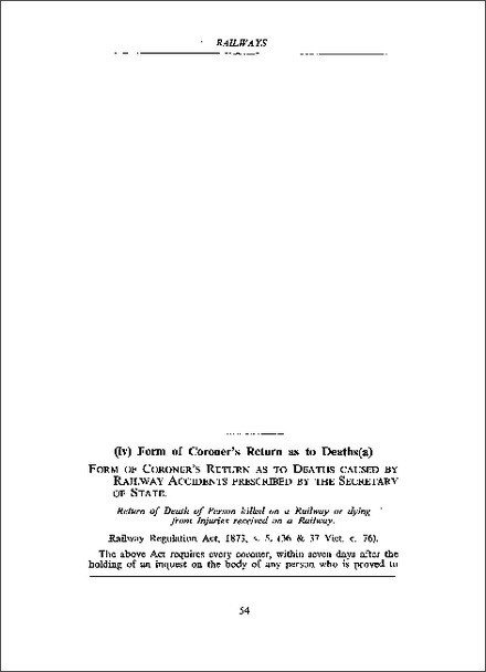 Form of Coroner's Return as to Death caused by Railway Accidents prescribed by the Secretary of State (1885)