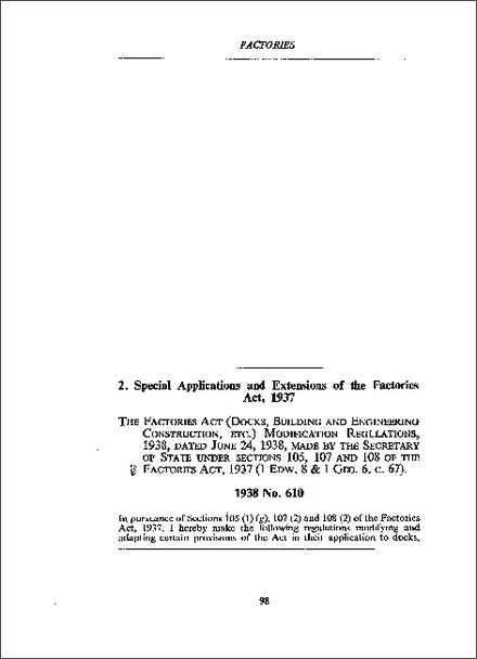 Factories Act (Docks, Building and Engineering Construction, etc) Modification Regulations 1938