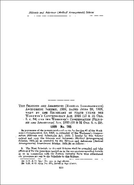 Silicosis and Asbestosis (Medical Arrangements) Amendment Scheme 1939