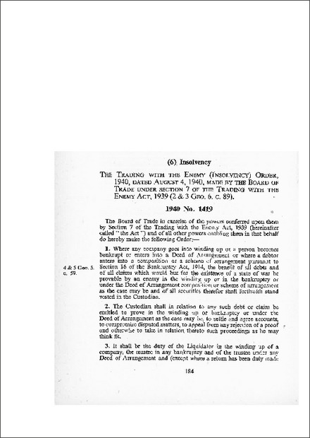 Trading with the Enemy (Insolvency) Order 1940