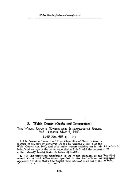 Welsh Courts (Oaths and Interpreters) Rules 1943